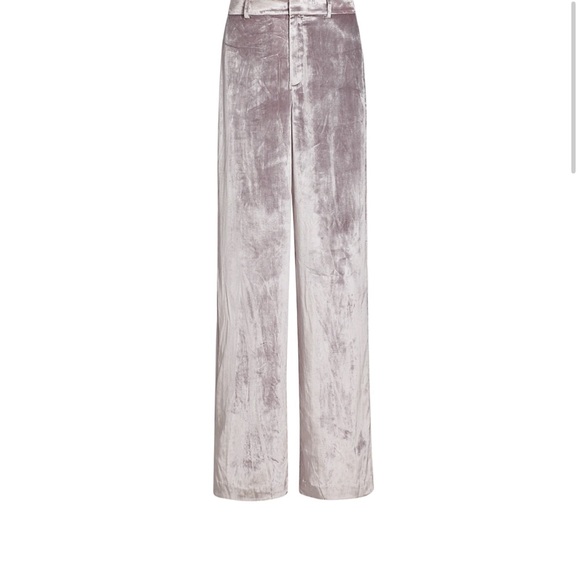 PAIGE Chateau Velvet Wide-Leg Pants in Pewter - Picture 4 of 8